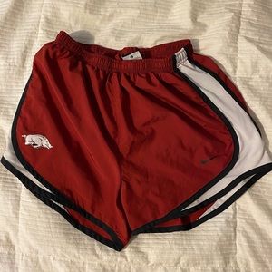 Red Nike Dri-Fit Razorback Logo Shorts